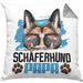 Schäferhund Papa Besitzer Kissen mit Füllung 40x40 Geschenk Lustiger Spruch Geschenkidee Schäferhund Liebhaber (Grau) Grau Trendation