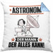 Astronom Kissen mit Füllung 40x40 Geschenk für Astronom Der Mann Der Alles Kann Geschenkidee zum Geburtstag (Grau) Blau Trendation