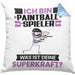 Paintballspieler Kissen mit Füllung 40x40 Geschenk für Paintballspieler Geburtstag Lustiger Spruch Was Ist Deine Superkraft (Grau) Blau Trendation