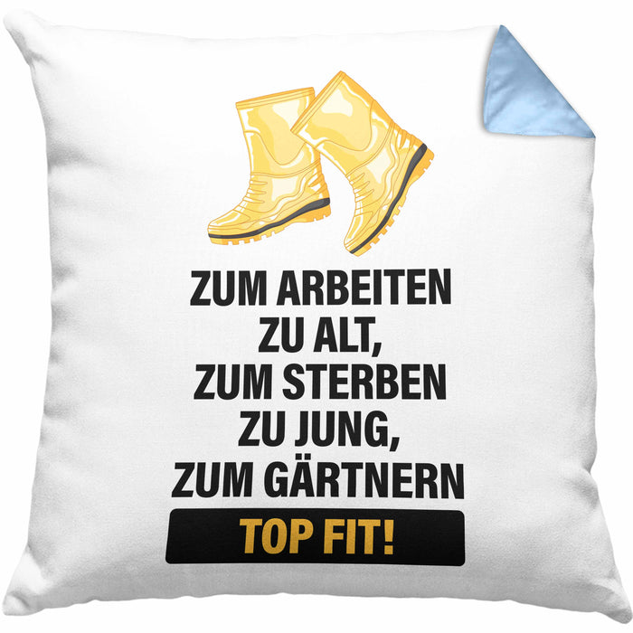 Gärtner Kissen mit Füllung 40x40 mit Spruch Garten Hobbygärtner Gärtner Geschenk Lustig Gärtnerin Geschenkidee (Grau) Blau Trendation