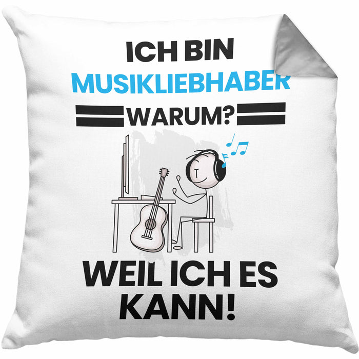 Musikliebhaber Geschenk Kissen mit Füllung 40x40 Lustiger Spruch Ich Bin Musikliebhaber Warum Weil Ich Es Kann Geschenkidee Bester Musikliebhaber Geburtstag (Grau) Grau Trendation