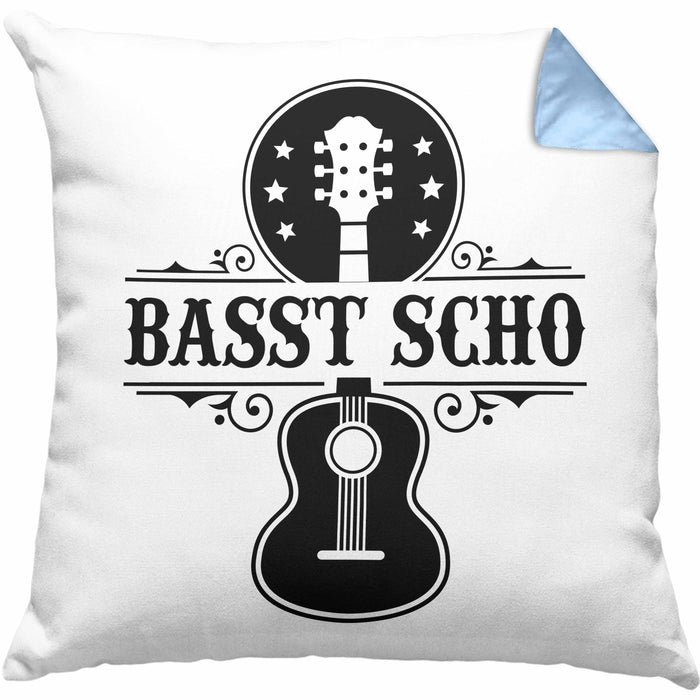 Bassist Kissen mit Füllung 40x40 Geschenk Bass-Spieler Geschenkidee Basst Scho Spruch (Grau) Blau Trendation