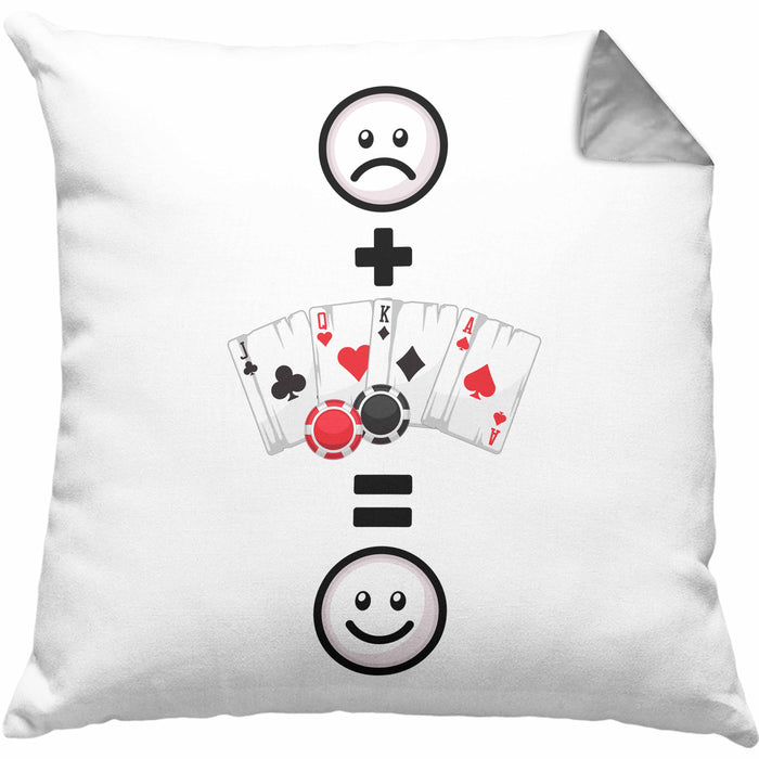 Poker Kissen mit Füllung 40x40 Geschenk für Poker-Spieler Geburtstag Lustige Geschenkidee :( + Poker = :) (Grau) Grau Trendation