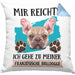 Französische Bulldogge Besitzer Kissen mit Füllung 40x40 Geschenk Lustiger Spruch Geschenkidee Mir Reichts Ich Geh Zu Meinem Französische Bulldogge (Grau) Blau Trendation