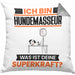 Hundemasseur Kissen mit Füllung 40x40 Geschenk für Hundemasseur Geburtstag Lustiger Spruch Was Ist Deine Superkraft (Grau) Grau Trendation