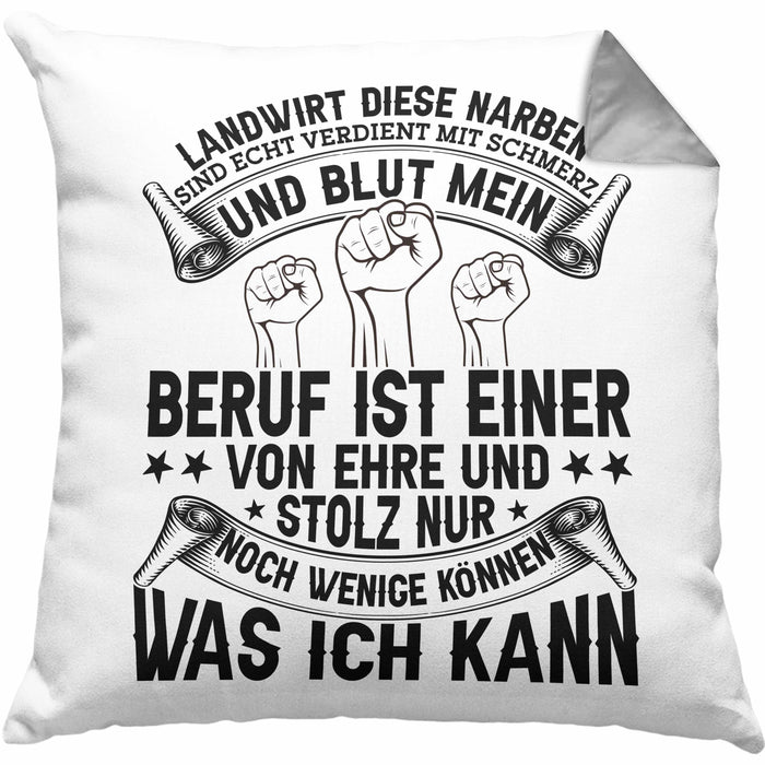 Landwirt Kissen mit Füllung 40x40 Geschenk Diese Narben Sind Echt Geschenkidee Bauer Bauernhof (Grau) Grau Trendation