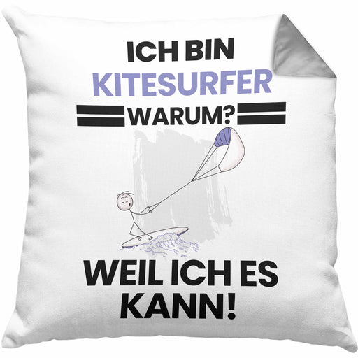 Kitesurfer Geschenk Kissen mit Füllung 40x40 Lustiger Spruch Ich Bin Kitesurfer Warum Weil Ich Es Kann Geschenkidee Bester Kitesurfer Geburtstag (Grau) Grau Trendation