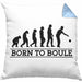 Boule Kissen mit Füllung 40x40 Geschenk Boule-Spieler Geschenkidee Spruch Geboren zum Boule (Grau) Blau Trendation