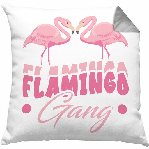 Flamingo Gang Kissen mit Füllung 40x40 Geschenkidee Pinke Flamingos JGA (Grau) Grau Trendation