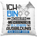 Zweiradmechaniker Ausbildung Kissen mit Füllung 40x40 Geschenk Ich Bin Zweiradmechaniker In Der Ausbildung Ich Darf Das Geschenkidee Spruch (Grau) Grau Trendation