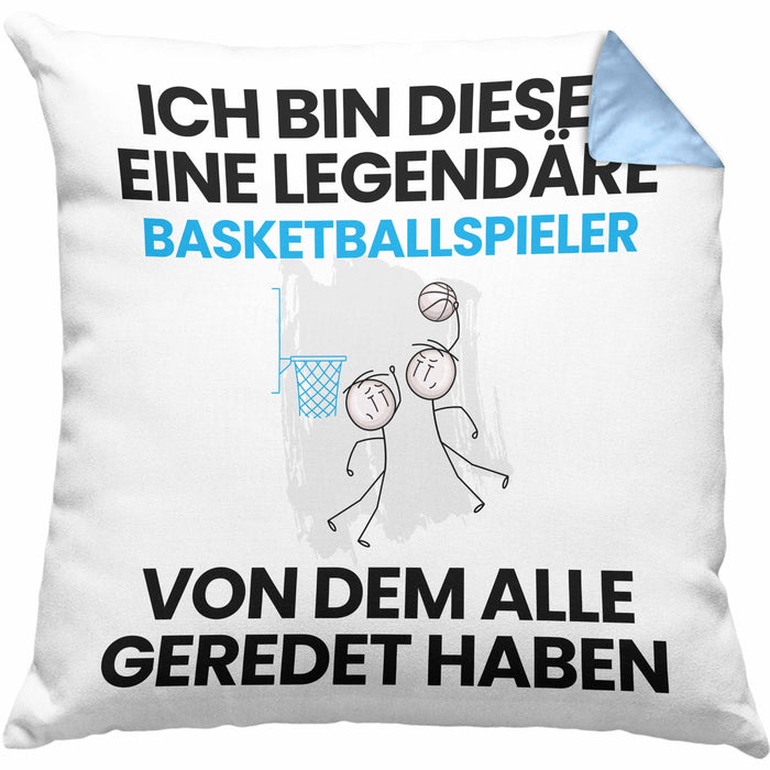 Basketballspieler Geschenk Kissen mit Füllung 40x40 Lustige Geschenkidee Geburtstag für Basketballspieler Ich Bin Dieser Legendäre Basketballspieler Von Dem Alle Geredet Haben (Grau) Blau Trendation