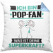 Pop-Fan Kissen mit Füllung 40x40 Geschenk für Pop-Fan Geburtstag Lustiger Spruch Was Ist Deine Superkraft (Grau) Blau Trendation