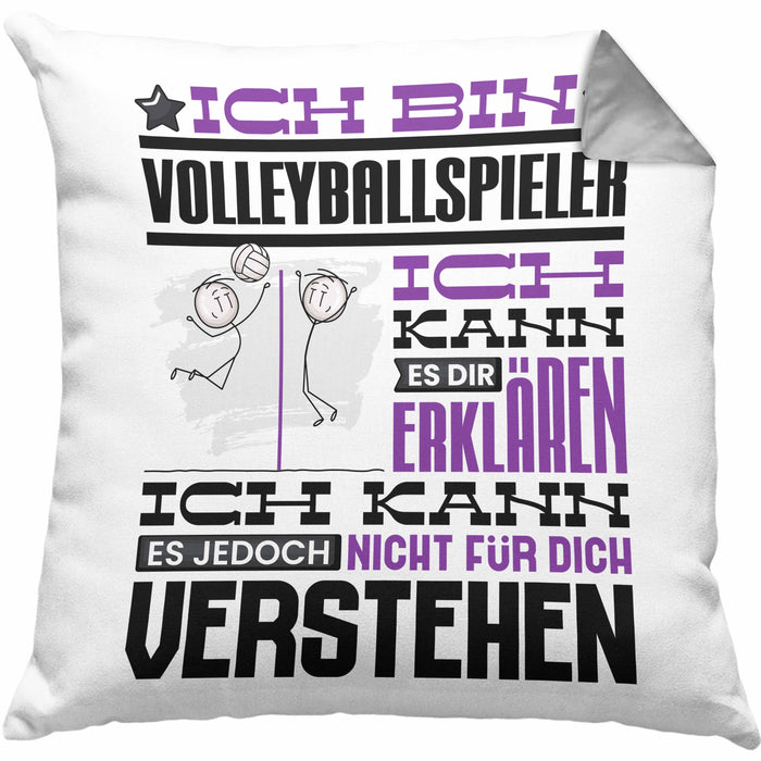 Volleyballspieler Geschenk Kaffee-Kissen mit Füllung 40x40 Geschenkidee für Volleyballspieler Ich Bin Volleyballspieler Ich Kann Es Dir Erklären Jedoch Nicht Für Dich Verstehen Spruch Lustig (Grau) Grau Trendation