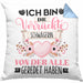 Schwägerin Kissen mit Füllung 40x40 Geschenk Lustiger Spruch Geschenkidee Ich Bin Die Verrückte Schwägerin Von Der Alle Geredet Haben (Grau) Blau Trendation