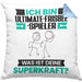 Ultimate-Frisbee-Spieler Kissen mit Füllung 40x40 Geschenk für Ultimate-Frisbee-Spieler Geburtstag Lustiger Spruch Was Ist Deine Superkraft (Grau) Blau Trendation