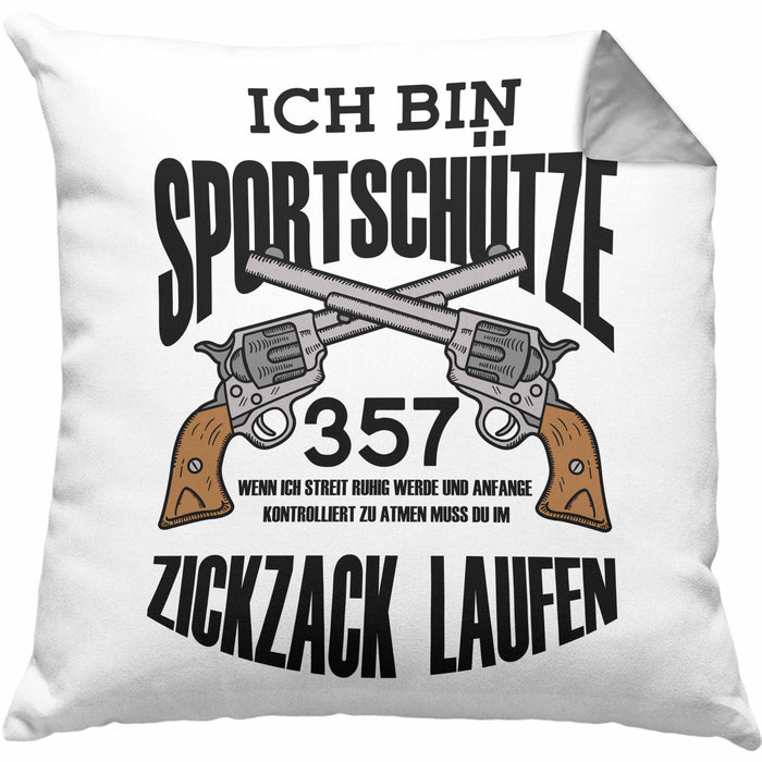 Lustige Schießen-Kissen mit Füllung 40x40 für Sportschützen Geschenk (Grau) Grau Trendation