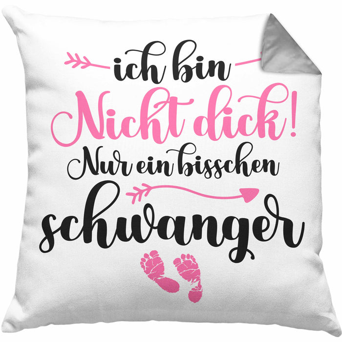 Kissen mit Füllung 40x40 Ich Bin Nicht Dick Ich Bin Schwanger Geschenk Überraschung Schwangerschaftsverkündung (Grau) Grau Trendation