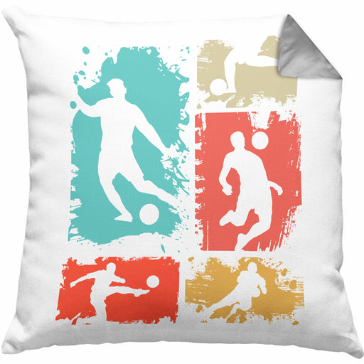 Fußball Kissen mit Füllung 40x40 Geschenk Fußballer Geschenkidee Retro Vintage (Grau) Grau Trendation