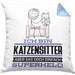 Katzensitter Geschenk Kissen mit Füllung 40x40 Ich Bin Katzensitter Aber Sag Doch Einfach Superheld Lustige Geschenkdiee für Katzensitter (Grau) Blau Trendation
