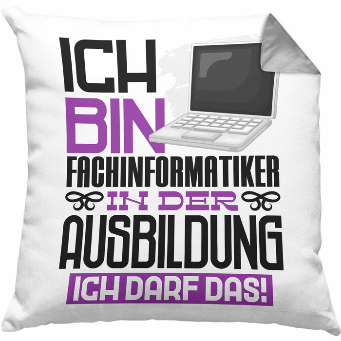 Fachinformatiker Ausbildung Kissen mit Füllung 40x40 Geschenk Ich Bin Fachinformatiker In Der Ausbildung Ich Darf Das Geschenkidee Spruch (Grau) Grau Trendation