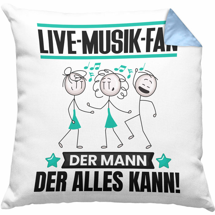 Live-Musik-Fan Kissen mit Füllung 40x40 Geschenk für Live-Musik-Fan Der Mann Der Alles Kann Geschenkidee zum Geburtstag (Grau) Blau Trendation