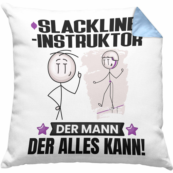 Slackline-Instruktor Kissen mit Füllung 40x40 Geschenk für Slackline-Instruktor Der Mann Der Alles Kann Geschenkidee zum Geburtstag (Grau) Blau Trendation