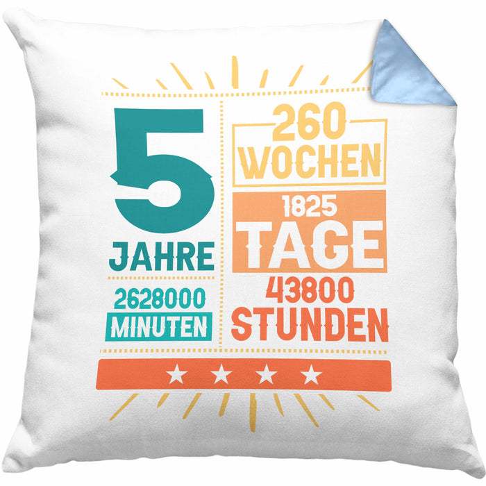 5. Geburtstag Kissen mit Füllung 40x40 Geschenk 5Er Geburtstag Geschenkidee Jungs Mädchen (Grau) Blau Trendation