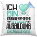 Krankenpfleger Ausbildung Kissen mit Füllung 40x40 Geschenk Ich Bin Krankenpfleger In Der Ausbildung Ich Darf Das Geschenkidee Spruch (Grau) Blau Trendation