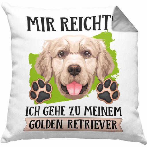 Golden Retriever Besitzer Kissen mit Füllung 40x40 Geschenk Lustiger Spruch Geschenkidee Mir Reichts Ich Geh Zu Meinem Golden Retriever (Grau) Grau Trendation