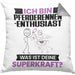 Pferderennen-Enthusiast Kissen mit Füllung 40x40 Geschenk für Pferderennen-Enthusiast Geburtstag Lustiger Spruch Was Ist Deine Superkraft (Grau) Grau Trendation