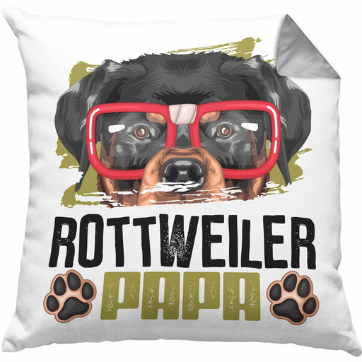 Rottweiler Papa Besitzer Kissen mit Füllung 40x40 Geschenk Lustiger Spruch Geschenkidee Rottweiler Liebhaber (Grau) Grau Trendation