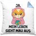 Dank Meme Kissen mit Füllung 40x40 Katzen Besitzer Wortspiel Ja Mein Leben Sieht Mau Aus Traurige Katze Geschenkidee Saure Katze Astronaut (Grau) Blau Trendation