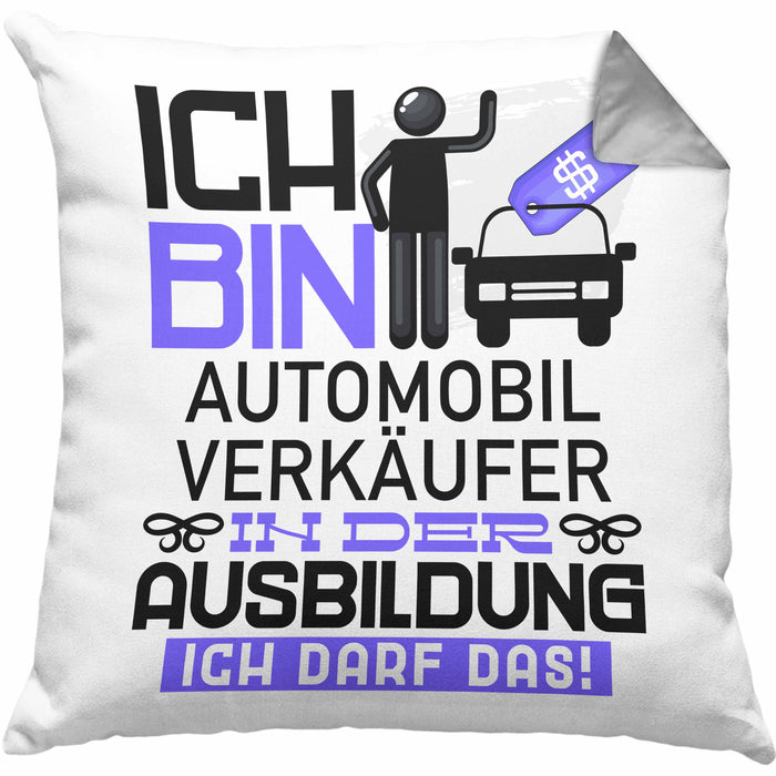 Automobilverkäufer Ausbildung Kissen mit Füllung 40x40 Geschenk Ich Bin Automobilverkäufer In Der Ausbildung Ich Darf Das Geschenkidee Spruch (Grau) Grau Trendation