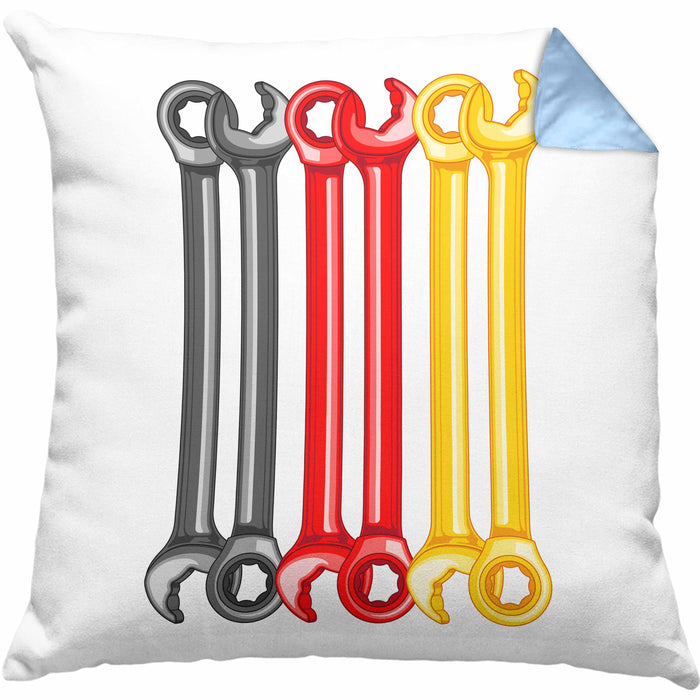 KFZ Mechaniker Geschenk Lustig Kissen mit Füllung 40x40 Automechaniker Mechatroniker Werkstatt Kissen mit Füllung 40x40 Deutschland Flagge (Grau) Blau Trendation