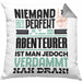 Abenteurer Geschenk Kissen mit Füllung 40x40 Lustige Geschenkidee für Abenteurer Geburtstag Niemand Ist Perfekt Aber Als Abenteurer Ist Man Nah Dran (Grau) Grau Trendation