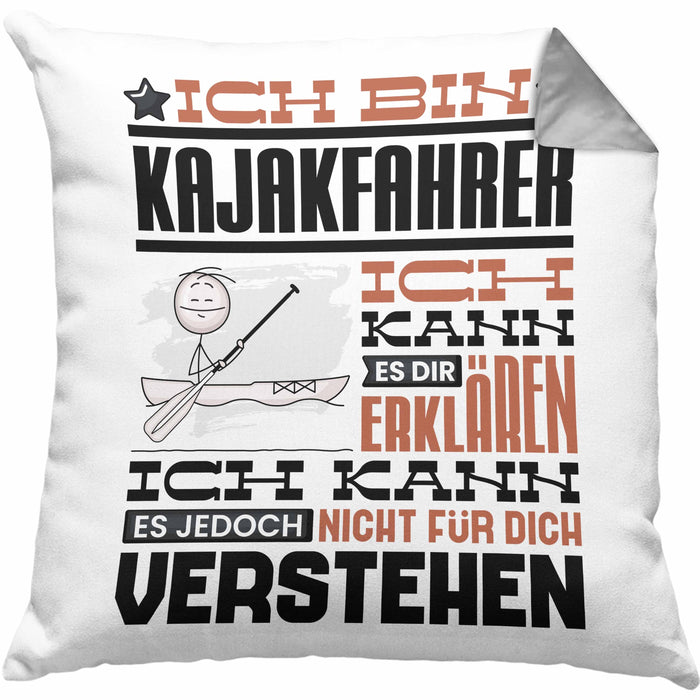Kajakfahrer Geschenk Kissen mit Füllung 40x40 Lustige Geschenkdiee für einen Kajakfahrer Geburtstag Ich Bin Kajakfahrer Ich Kann Es Dir Erklären Aber Nicht Für Dich Verstehen (Grau) Grau Trendation
