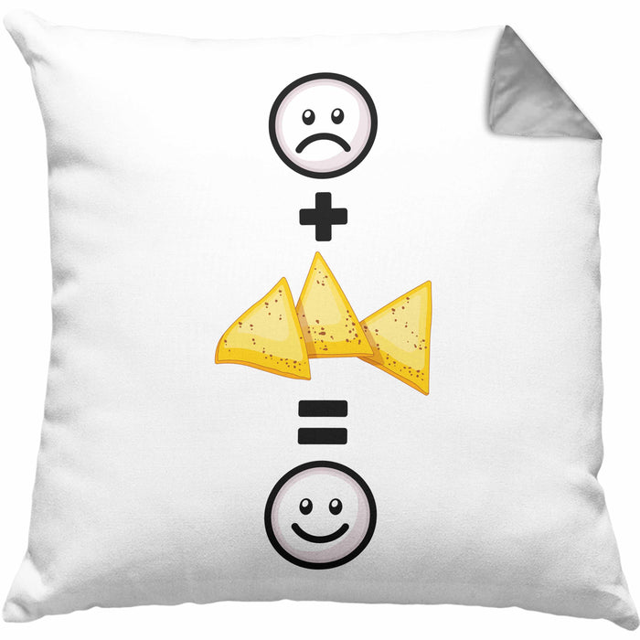Nachos Kissen mit Füllung 40x40 Geschenk für Nacho-Liebhaber Lustige Geschenkidee :( + Nachos = :) Geburtstag (Grau) Grau Trendation