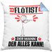 Flötist Kissen mit Füllung 40x40 Geschenk für Flötist Der Mann Der Alles Kann Geschenkidee zum Geburtstag (Grau) Blau Trendation
