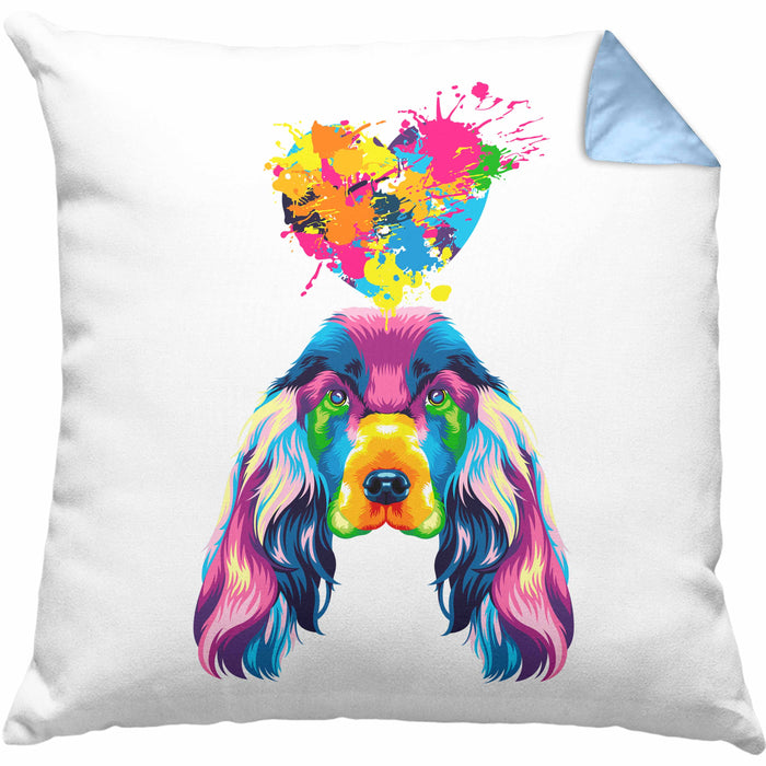 Cocker Spaniel Herz Farbe Besitzer Kissen mit Füllung 40x40 Geschenk Lustiger Spruch Geschenkidee Cocker Spaniel Liebhaber (Grau) Blau Trendation