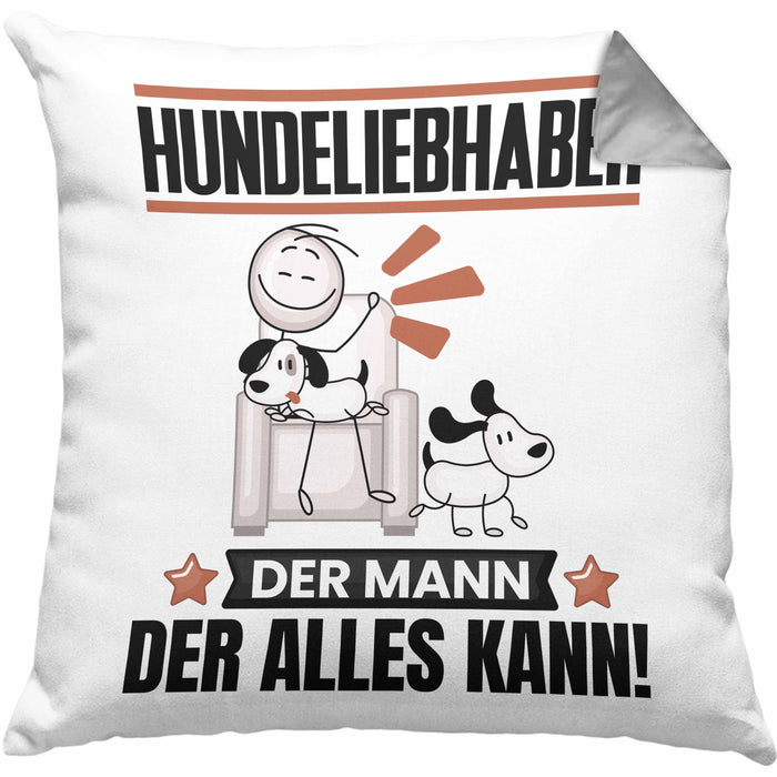 Hundeliebhaber Kissen mit Füllung 40x40 Geschenk für Hundeliebhaber Der Mann Der Alles Kann Geschenkidee zum Geburtstag (Grau) Grau Trendation