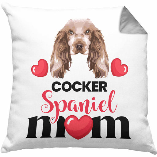 Cocker Spaniel Besitzer Mom Mama Kissen mit Füllung 40x40 Geschenk Lustiger Spruch Geschenkidee Cocker Spaniel Besitzerin (Grau) Grau Trendation