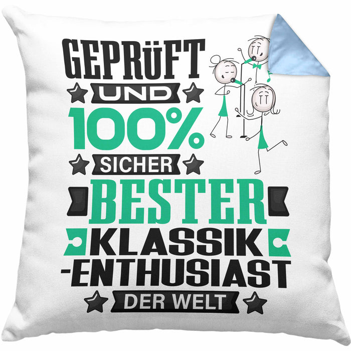 Klassik-Enthusiast Geschenk Lustiger Spruch für Klassik-Enthusiast Geschenkidee Bester Klassik-Enthusiast Der WeltKissen mit Füllung 40x40 (Grau) Blau Trendation