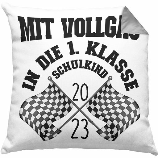 Einschulung Junge Geschenk für Schultüte Füllung Kissen mit Füllung 40x40 Schulstart 1. Schultag Schuleinführung Schulanfang Geschenkidee Schulkind 2024 (Grau) Grau Trendation