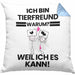Tierfreund Geschenk Kissen mit Füllung 40x40 Lustiger Spruch Ich Bin Tierfreund Warum Weil Ich Es Kann Geschenkidee Bester Tierfreund Geburtstag (Grau) Blau Trendation
