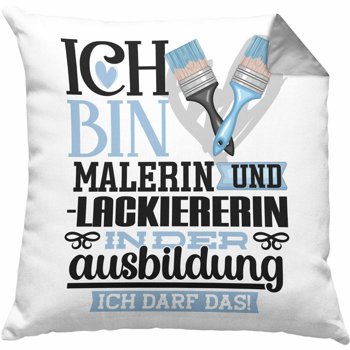 Malerin und Lackiererin Ausbildung Start Geschenk Kissen mit Füllung 40x40 Ich Bin Malerin und Lackiererin In Der Ausbildung Ich Darf Das Geschenkidee (Grau) Grau Trendation