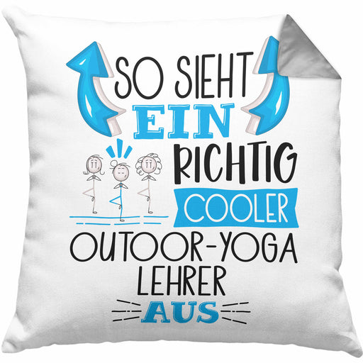 So Sieht Ein Richtig Cooler Outdoor-Yoga-Lehrer Aus Kissen mit Füllung 40x40 Geschenk für Outdoor-Yoga-Lehrer Geburtstag Geschenkdiee (Grau) Grau Trendation