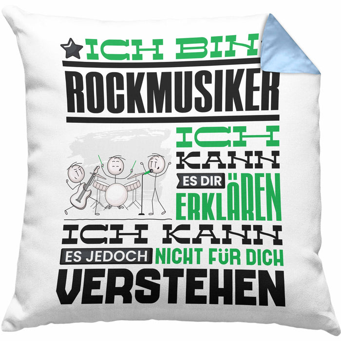 Rockmusiker Geschenk Kissen mit Füllung 40x40 Geschenkidee für Rockmusiker Geburtstag Lustig Ich Bin Rockmusiker Ich Kann Es Dir Erklären Aber Nicht Für Dich Verstehen (Grau) Blau Trendation