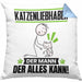Katzenliebhaber Kissen mit Füllung 40x40 Geschenk für Katzenliebhaber Der Mann Der Alles Kann Geschenkidee zum Geburtstag (Grau) Blau Trendation