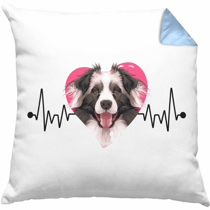 Border Collies Besitzer Kissen mit Füllung 40x40 Geschenk Lustiger Spruch Geschenkidee Herzschlag Border Collies (Grau) Blau Trendation