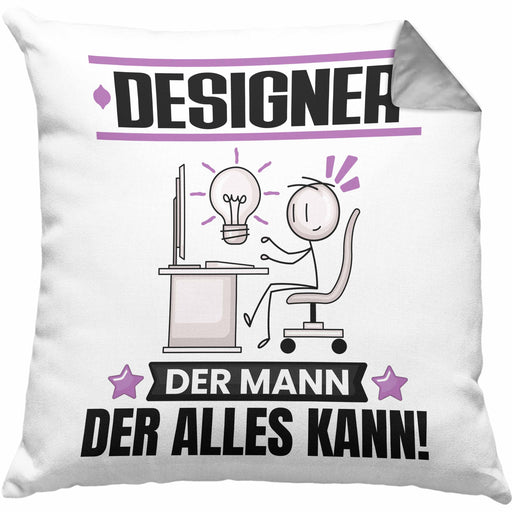 Designer Kissen mit Füllung 40x40 Geschenk für Designer Der Mann Der Alles Kann Geschenkidee zum Geburtstag (Grau) Grau Trendation